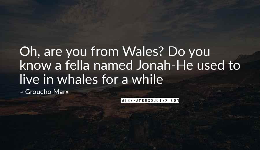 Groucho Marx Quotes: Oh, are you from Wales? Do you know a fella named Jonah-He used to live in whales for a while