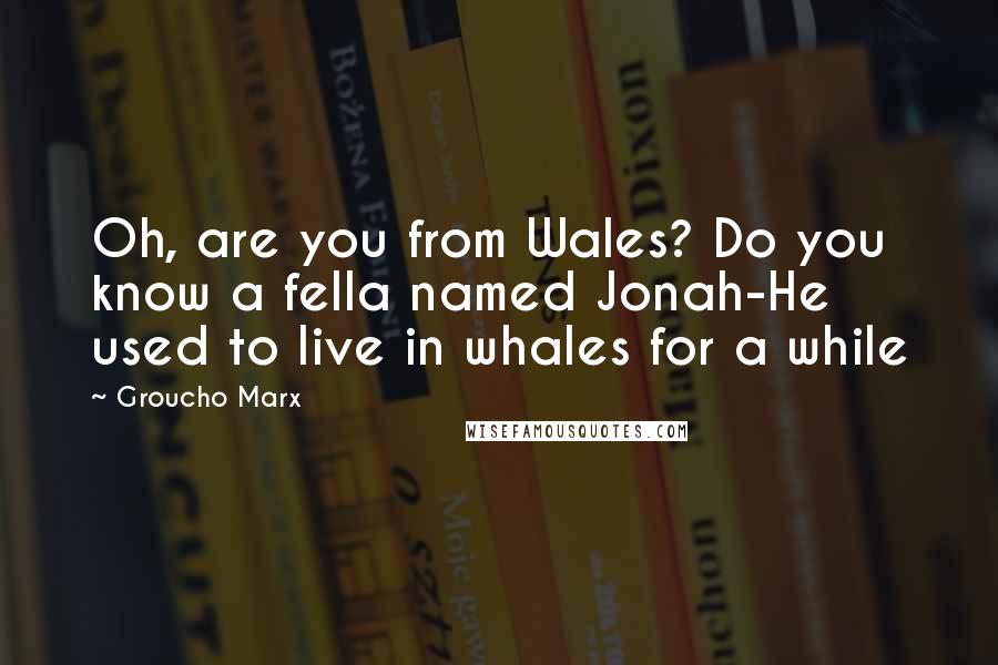 Groucho Marx Quotes: Oh, are you from Wales? Do you know a fella named Jonah-He used to live in whales for a while