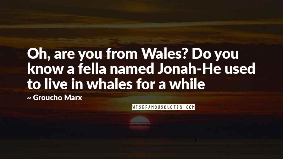 Groucho Marx Quotes: Oh, are you from Wales? Do you know a fella named Jonah-He used to live in whales for a while
