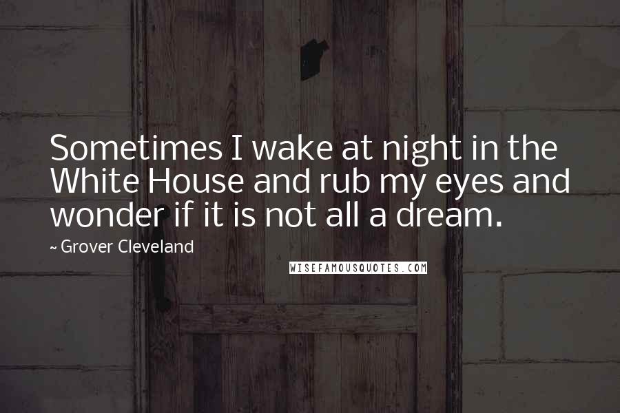 Grover Cleveland Quotes: Sometimes I wake at night in the White House and rub my eyes and wonder if it is not all a dream.