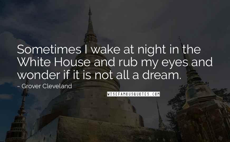 Grover Cleveland Quotes: Sometimes I wake at night in the White House and rub my eyes and wonder if it is not all a dream.