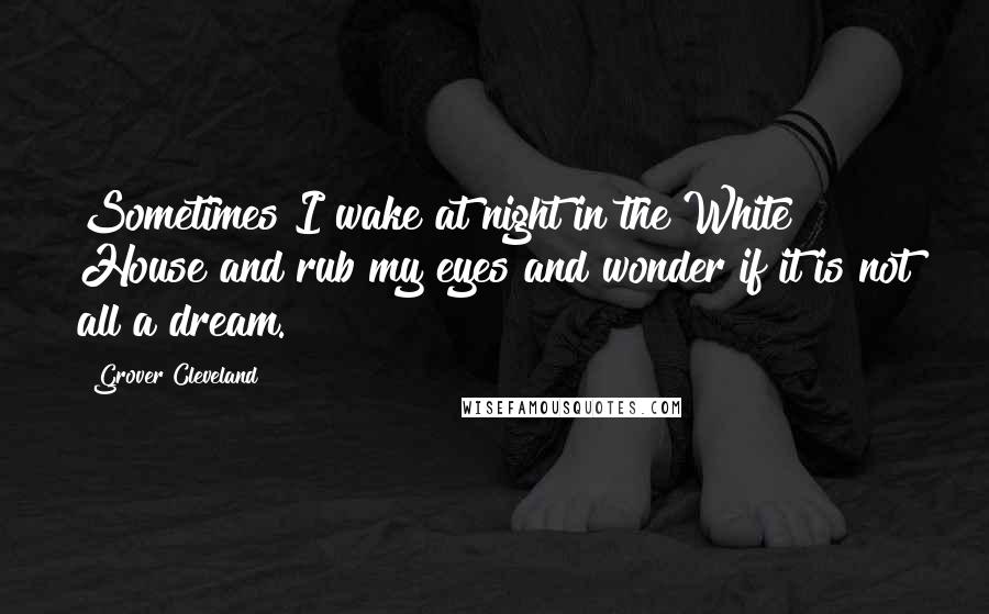 Grover Cleveland Quotes: Sometimes I wake at night in the White House and rub my eyes and wonder if it is not all a dream.