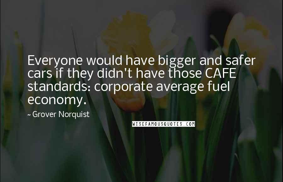 Grover Norquist Quotes: Everyone would have bigger and safer cars if they didn't have those CAFE standards: corporate average fuel economy.