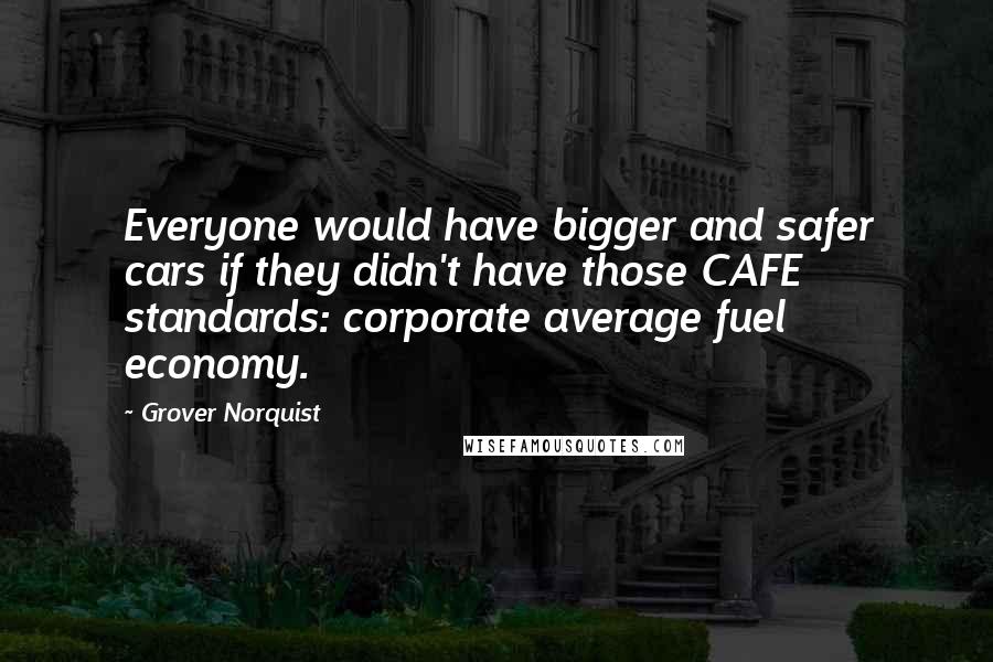 Grover Norquist Quotes: Everyone would have bigger and safer cars if they didn't have those CAFE standards: corporate average fuel economy.