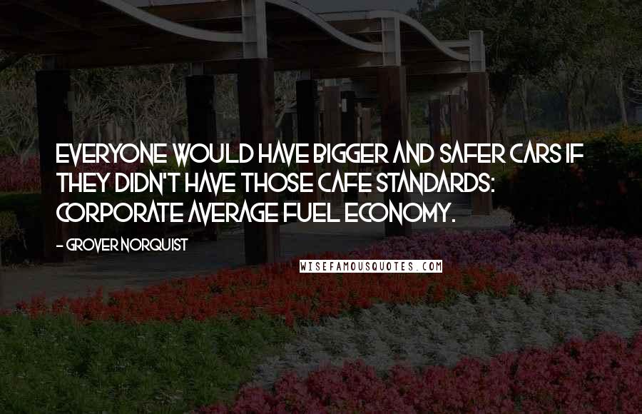 Grover Norquist Quotes: Everyone would have bigger and safer cars if they didn't have those CAFE standards: corporate average fuel economy.