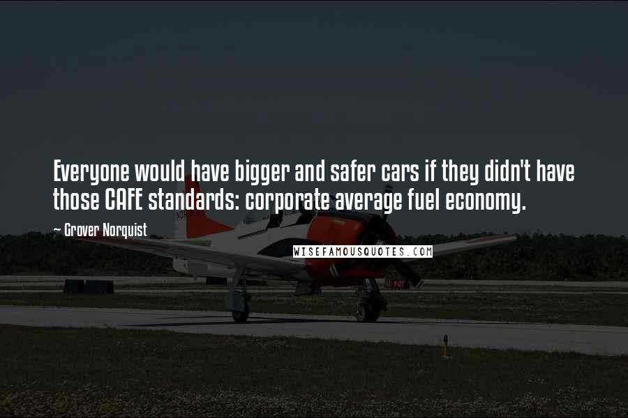 Grover Norquist Quotes: Everyone would have bigger and safer cars if they didn't have those CAFE standards: corporate average fuel economy.