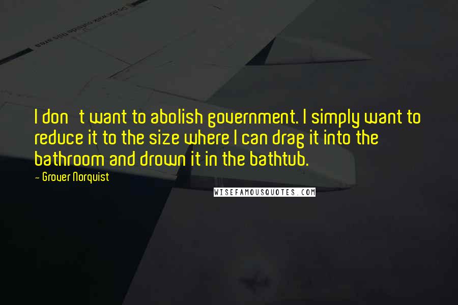 Grover Norquist Quotes: I don't want to abolish government. I simply want to reduce it to the size where I can drag it into the bathroom and drown it in the bathtub.