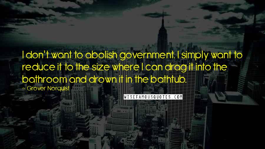 Grover Norquist Quotes: I don't want to abolish government. I simply want to reduce it to the size where I can drag it into the bathroom and drown it in the bathtub.