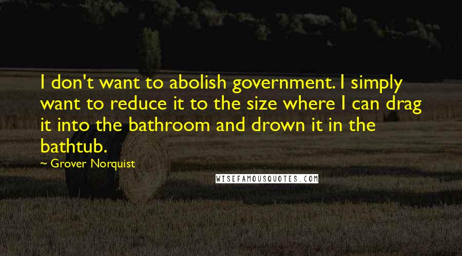 Grover Norquist Quotes: I don't want to abolish government. I simply want to reduce it to the size where I can drag it into the bathroom and drown it in the bathtub.