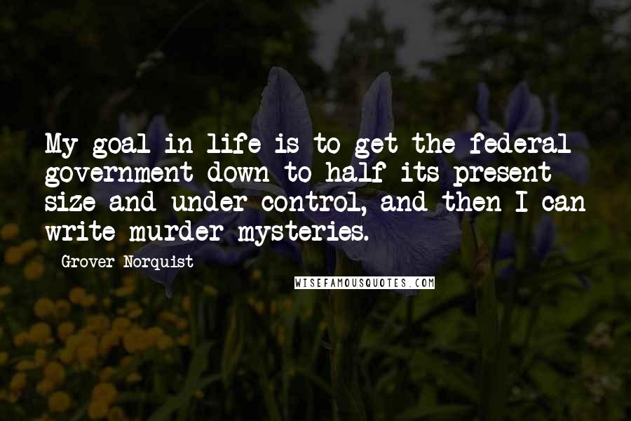 Grover Norquist Quotes: My goal in life is to get the federal government down to half its present size and under control, and then I can write murder mysteries.