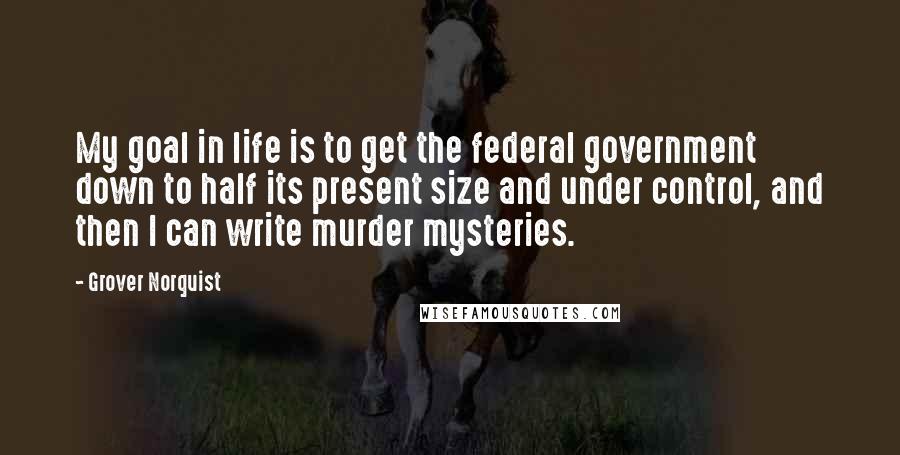 Grover Norquist Quotes: My goal in life is to get the federal government down to half its present size and under control, and then I can write murder mysteries.