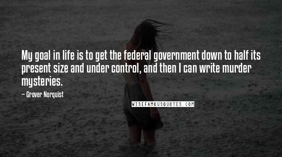 Grover Norquist Quotes: My goal in life is to get the federal government down to half its present size and under control, and then I can write murder mysteries.