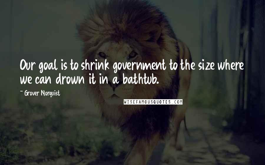 Grover Norquist Quotes: Our goal is to shrink government to the size where we can drown it in a bathtub.