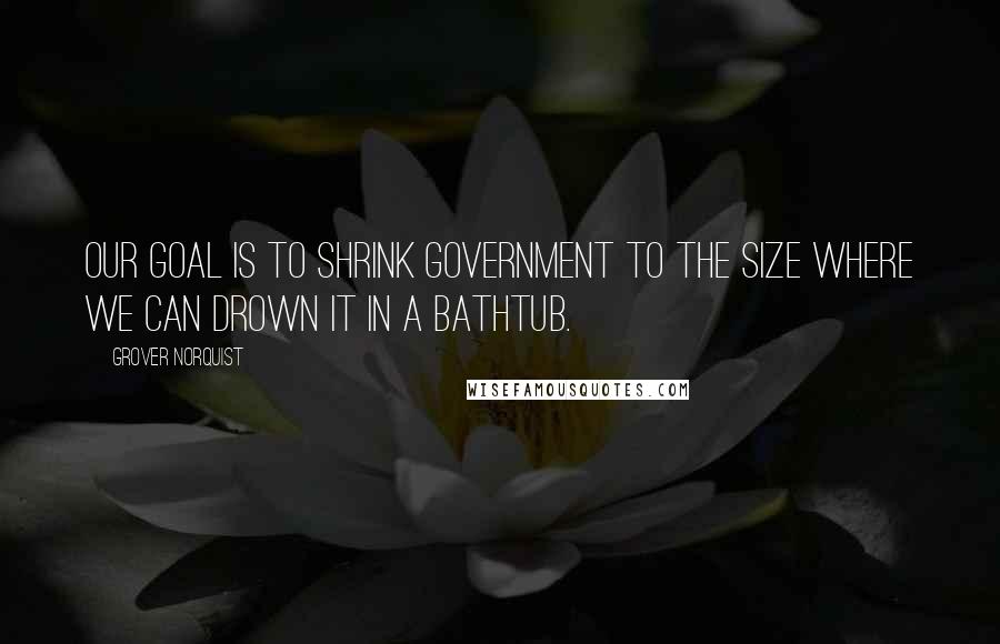 Grover Norquist Quotes: Our goal is to shrink government to the size where we can drown it in a bathtub.