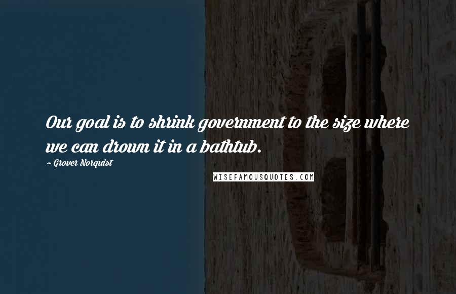 Grover Norquist Quotes: Our goal is to shrink government to the size where we can drown it in a bathtub.