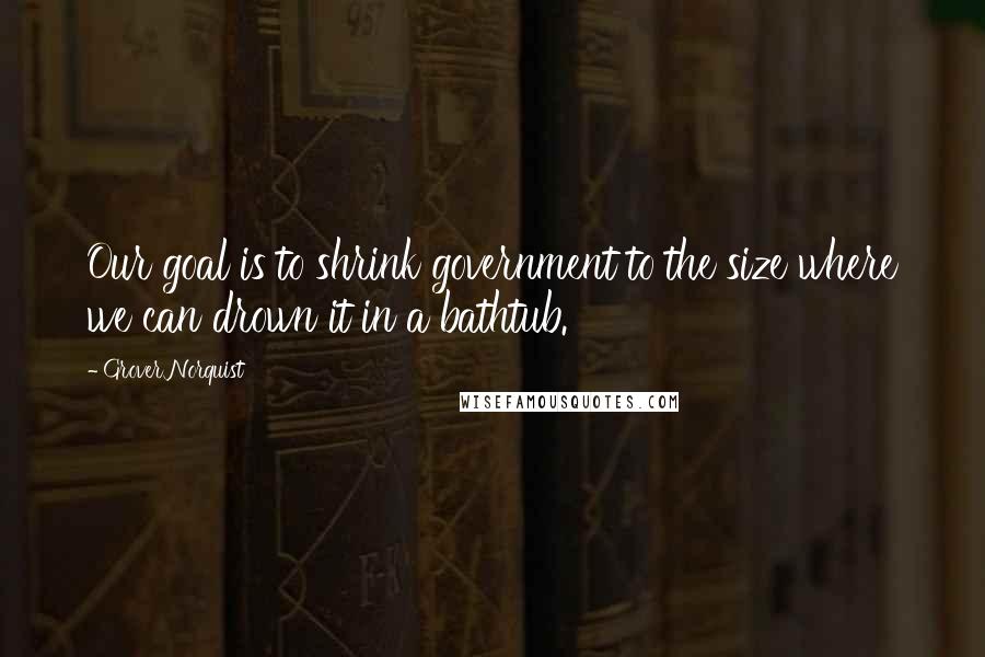 Grover Norquist Quotes: Our goal is to shrink government to the size where we can drown it in a bathtub.
