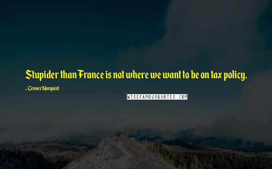 Grover Norquist Quotes: Stupider than France is not where we want to be on tax policy.