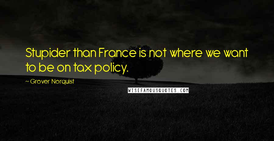 Grover Norquist Quotes: Stupider than France is not where we want to be on tax policy.