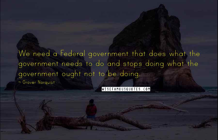 Grover Norquist Quotes: We need a Federal government that does what the government needs to do and stops doing what the government ought not to be doing.