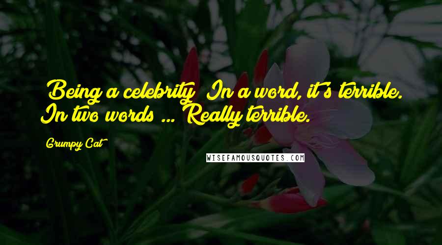Grumpy Cat Quotes: [Being a celebrity] In a word, it's terrible. In two words ... Really terrible.