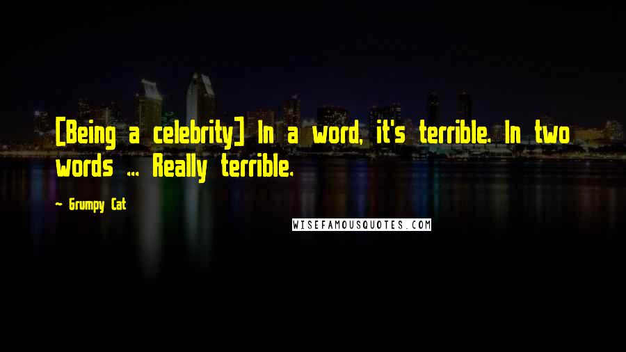 Grumpy Cat Quotes: [Being a celebrity] In a word, it's terrible. In two words ... Really terrible.