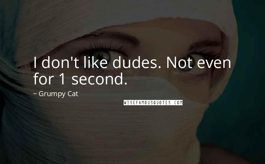 Grumpy Cat Quotes: I don't like dudes. Not even for 1 second.