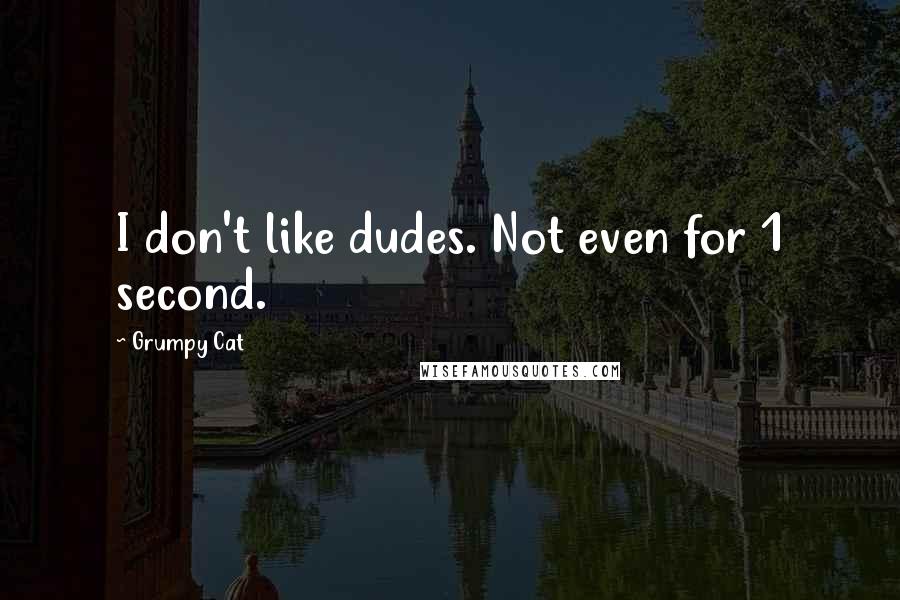 Grumpy Cat Quotes: I don't like dudes. Not even for 1 second.