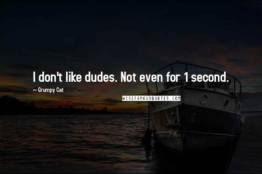 Grumpy Cat Quotes: I don't like dudes. Not even for 1 second.