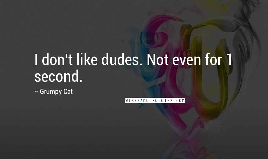 Grumpy Cat Quotes: I don't like dudes. Not even for 1 second.