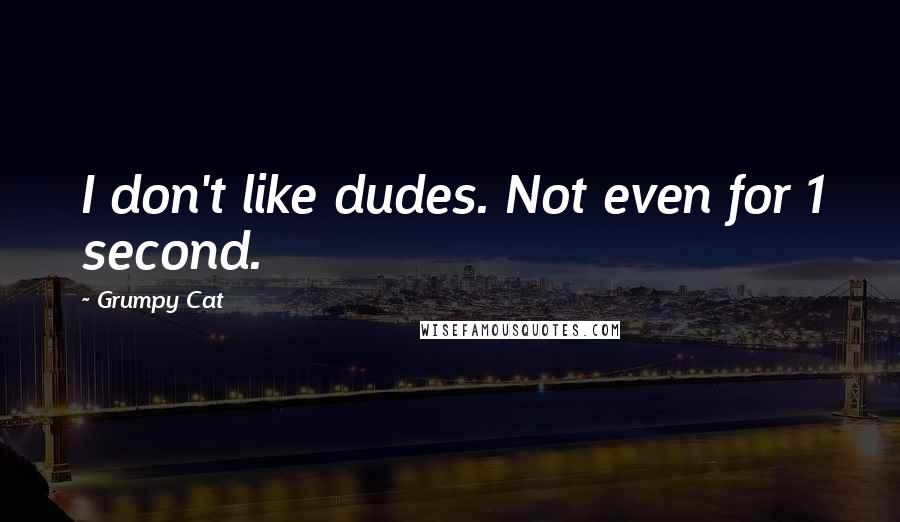 Grumpy Cat Quotes: I don't like dudes. Not even for 1 second.