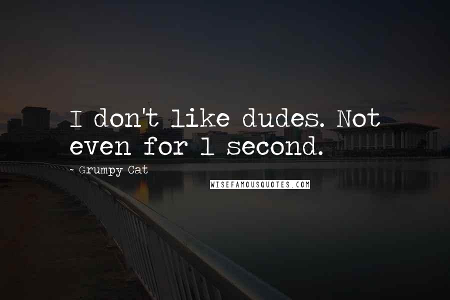 Grumpy Cat Quotes: I don't like dudes. Not even for 1 second.