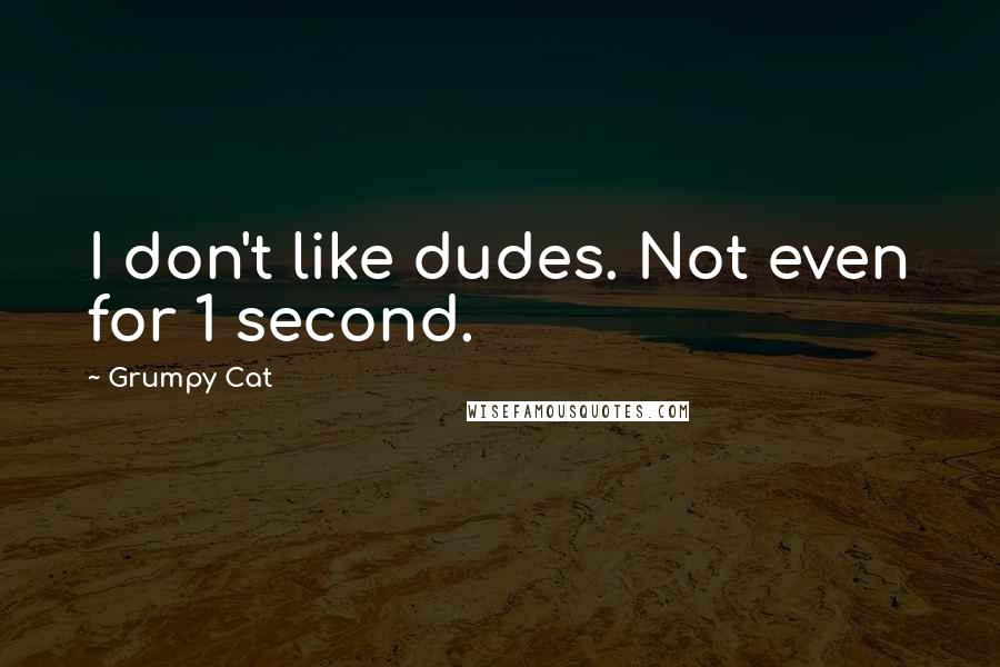 Grumpy Cat Quotes: I don't like dudes. Not even for 1 second.