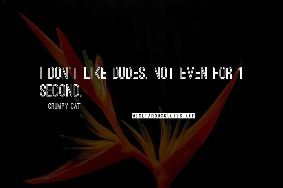 Grumpy Cat Quotes: I don't like dudes. Not even for 1 second.