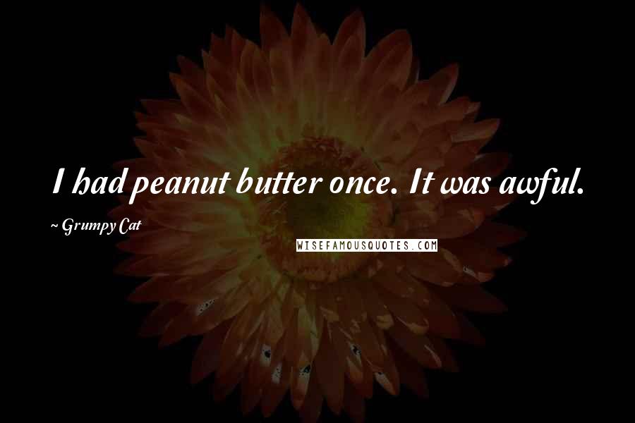 Grumpy Cat Quotes: I had peanut butter once. It was awful.