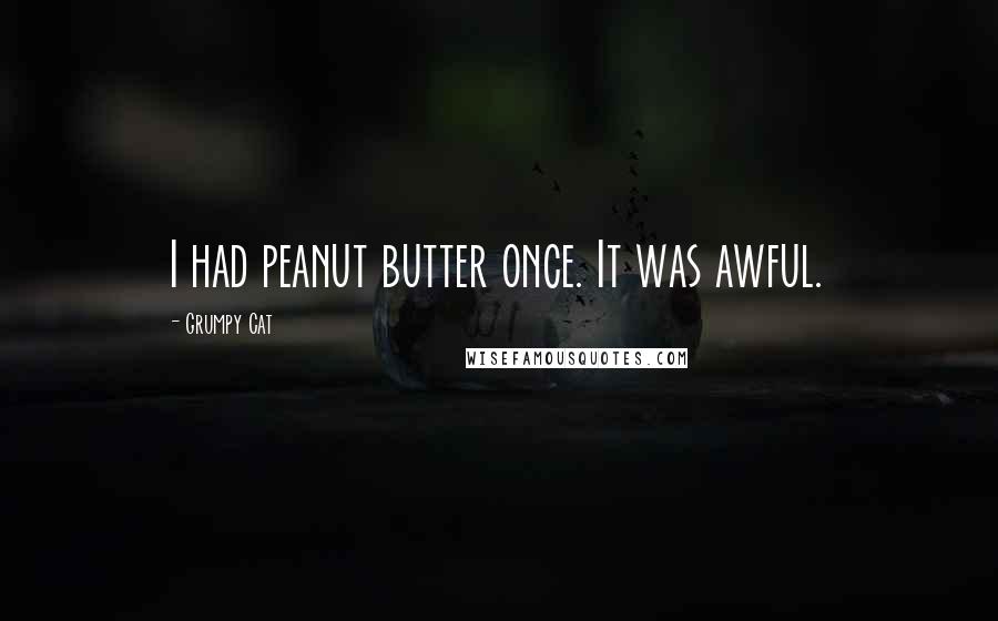 Grumpy Cat Quotes: I had peanut butter once. It was awful.