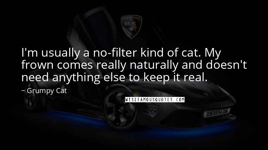 Grumpy Cat Quotes: I'm usually a no-filter kind of cat. My frown comes really naturally and doesn't need anything else to keep it real.