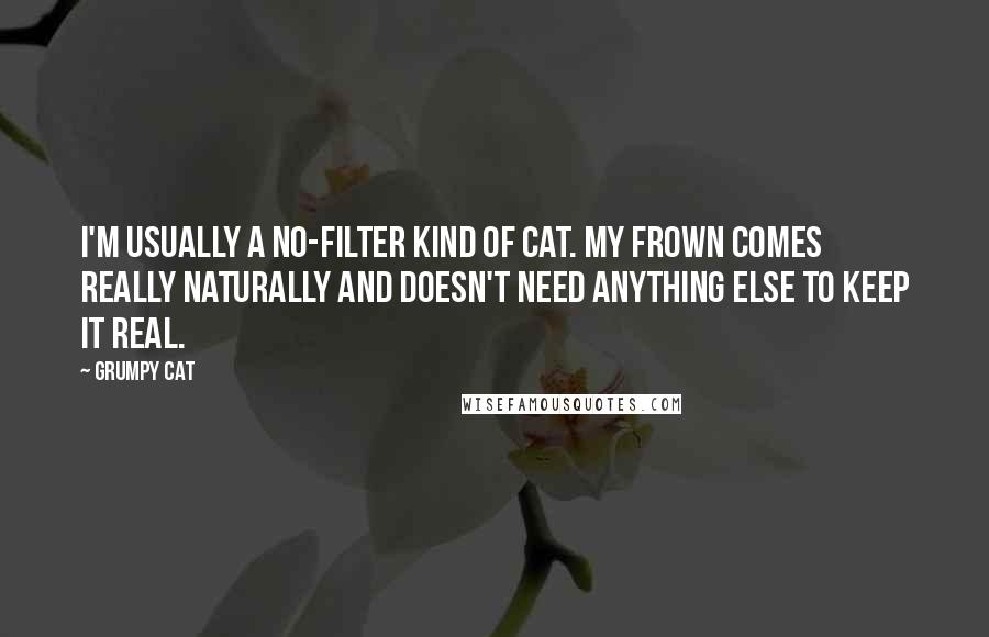 Grumpy Cat Quotes: I'm usually a no-filter kind of cat. My frown comes really naturally and doesn't need anything else to keep it real.