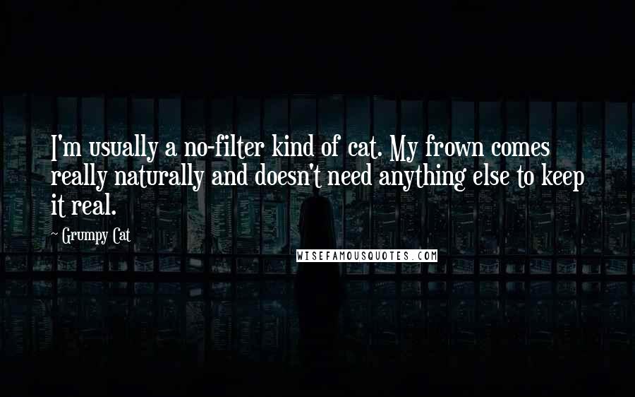 Grumpy Cat Quotes: I'm usually a no-filter kind of cat. My frown comes really naturally and doesn't need anything else to keep it real.