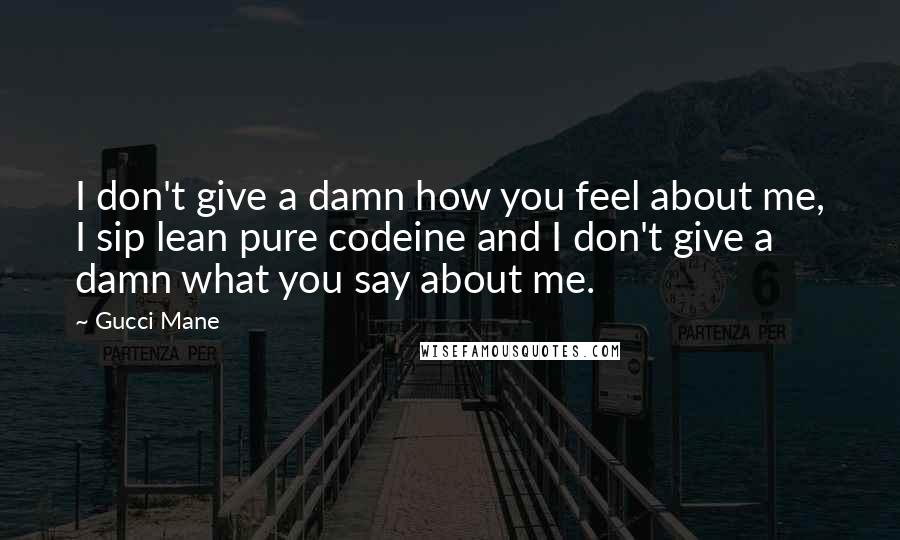 Gucci Mane Quotes: I don't give a damn how you feel about me, I sip lean pure codeine and I don't give a damn what you say about me.