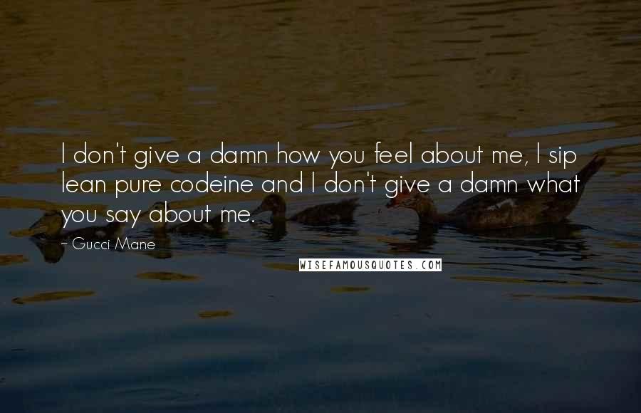 Gucci Mane Quotes: I don't give a damn how you feel about me, I sip lean pure codeine and I don't give a damn what you say about me.