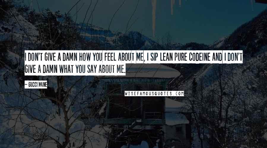 Gucci Mane Quotes: I don't give a damn how you feel about me, I sip lean pure codeine and I don't give a damn what you say about me.