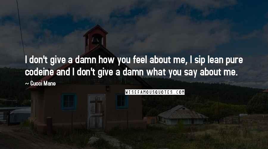 Gucci Mane Quotes: I don't give a damn how you feel about me, I sip lean pure codeine and I don't give a damn what you say about me.
