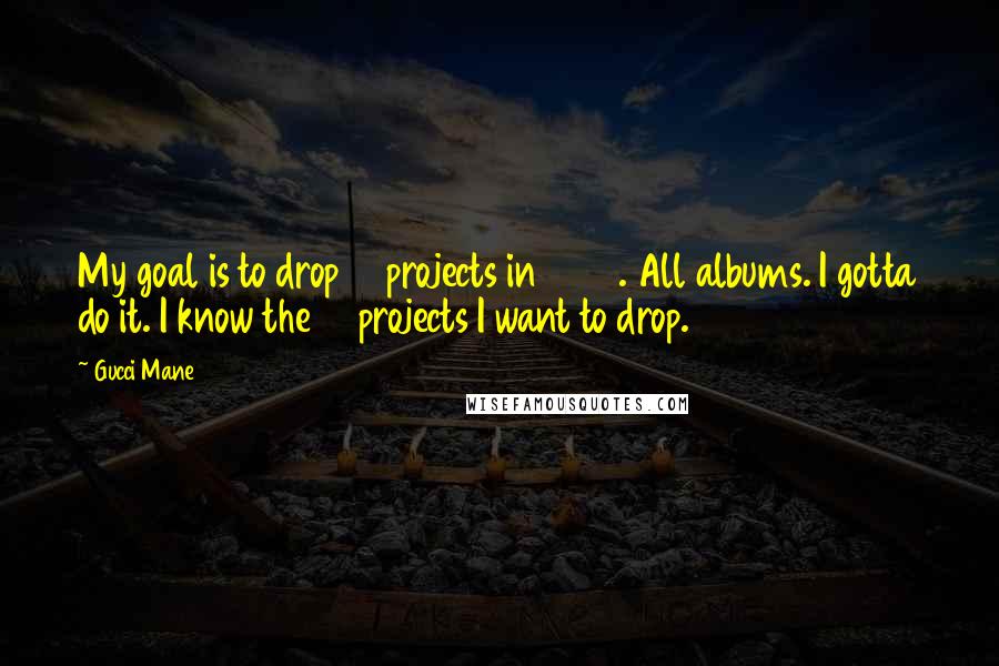 Gucci Mane Quotes: My goal is to drop 10 projects in 2013. All albums. I gotta do it. I know the 10 projects I want to drop.