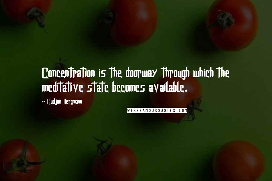 Gudjon Bergmann Quotes: Concentration is the doorway through which the meditative state becomes available.
