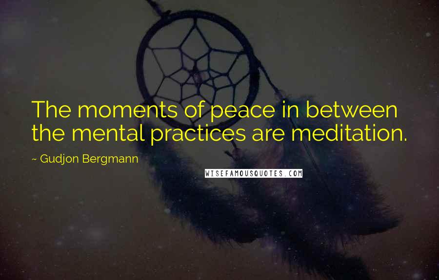 Gudjon Bergmann Quotes: The moments of peace in between the mental practices are meditation.