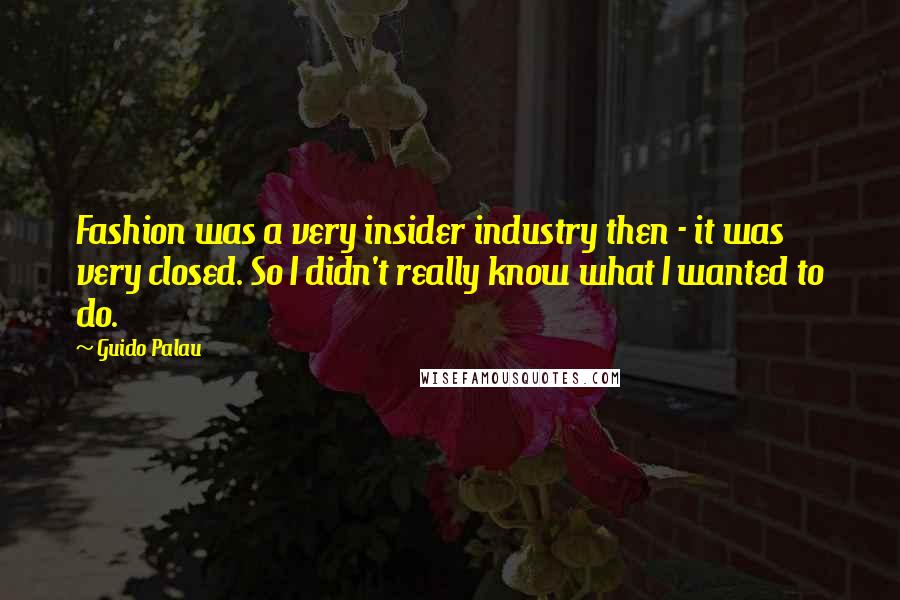 Guido Palau Quotes: Fashion was a very insider industry then - it was very closed. So I didn't really know what I wanted to do.