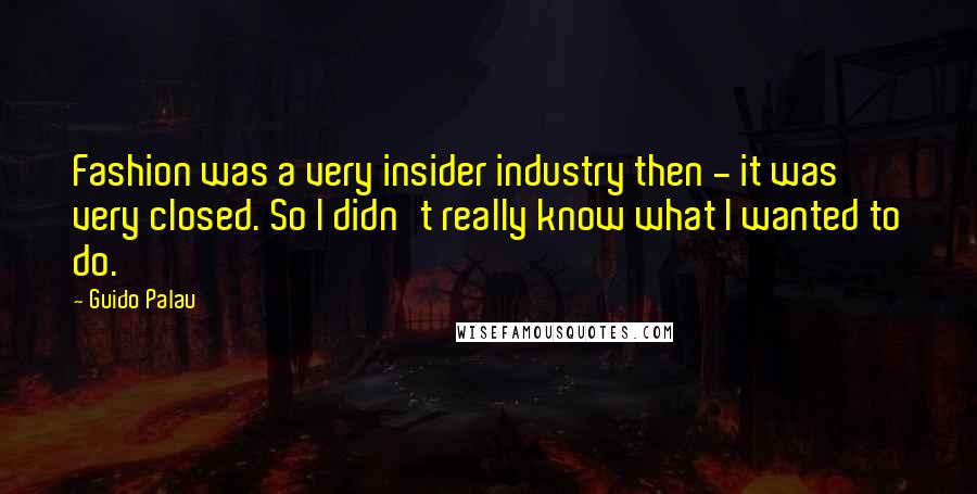 Guido Palau Quotes: Fashion was a very insider industry then - it was very closed. So I didn't really know what I wanted to do.