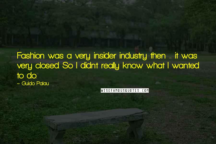 Guido Palau Quotes: Fashion was a very insider industry then - it was very closed. So I didn't really know what I wanted to do.