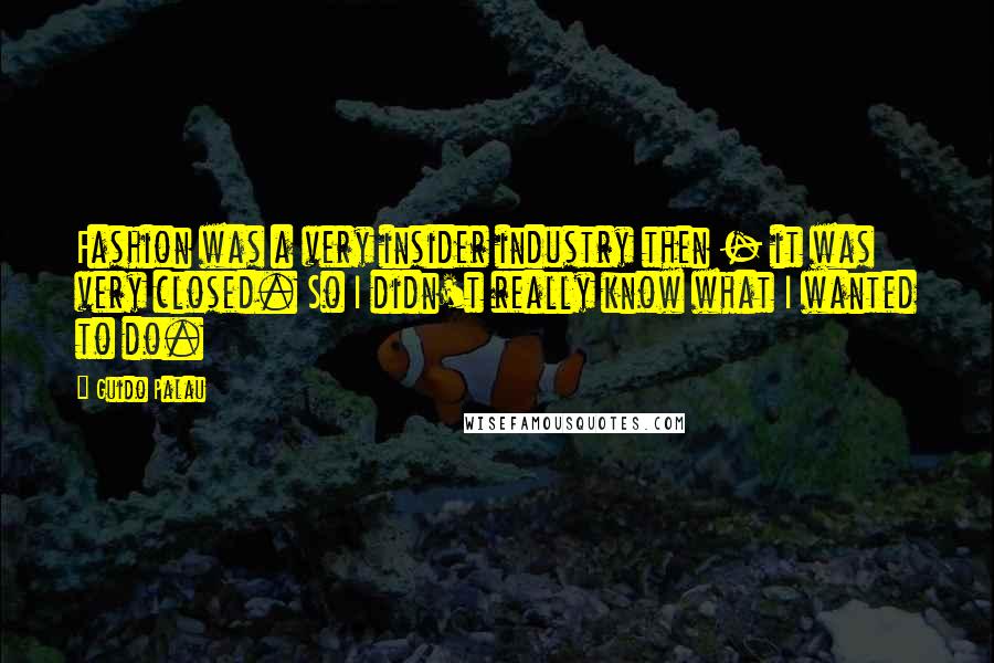 Guido Palau Quotes: Fashion was a very insider industry then - it was very closed. So I didn't really know what I wanted to do.