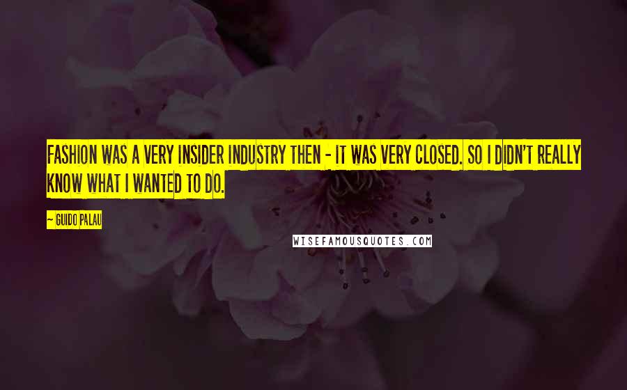 Guido Palau Quotes: Fashion was a very insider industry then - it was very closed. So I didn't really know what I wanted to do.